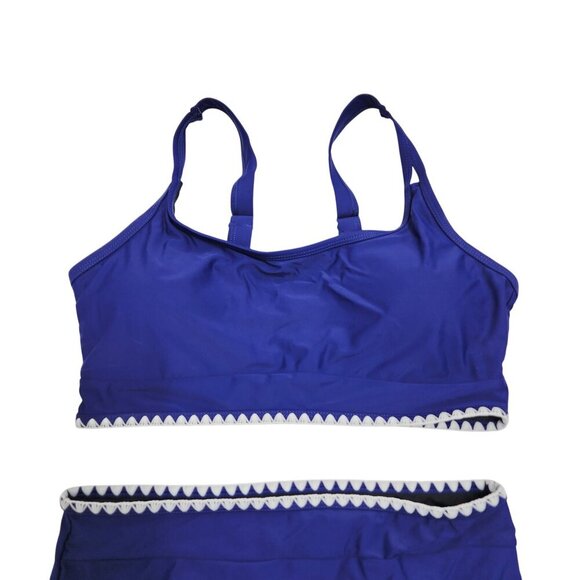 Womens Size Medium Blue & White Two-Piece Swimsuit With Trim Detail - Picture 4 of 5